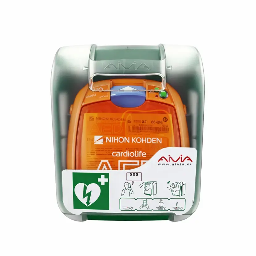 Zestaw AED Nihon Kohden 3100 w szafce Aivia V3 200