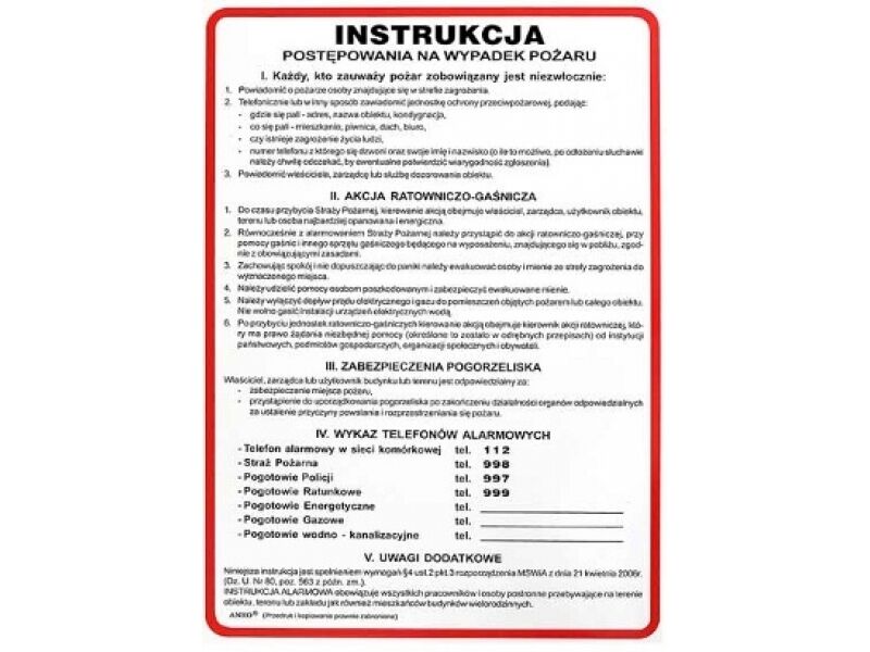 Instrukcja BHP postępowanie na wypadek pożaru