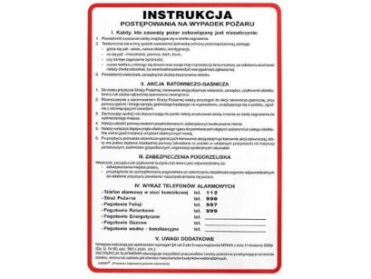 Instrukcja BHP postępowanie na wypadek pożaru