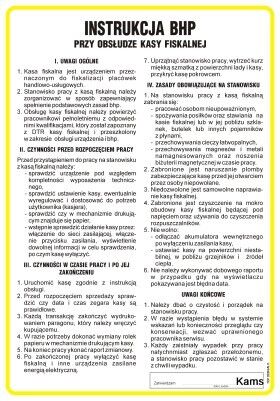 Instrukcja BHP przy obsłudze kasy fiskalnej