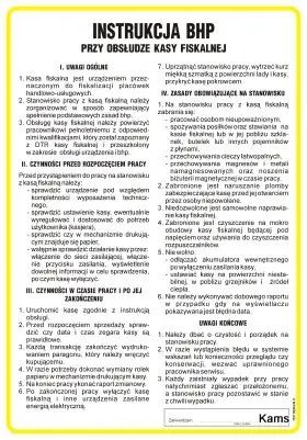 Instrukcja BHP przy obsłudze kasy fiskalnej
