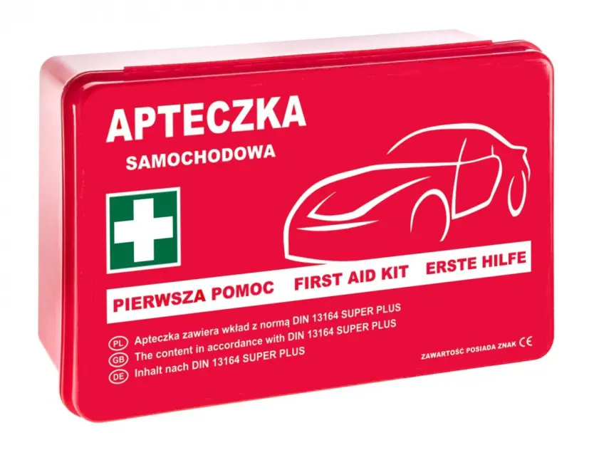 Apteczka samochodowa w kasetce DIN 13164 PLUS